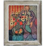 AFTER HENRI MATISSE WOMAN IN A PURPLE DRESS WITH ANEMONES