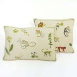 CHELSEA TEXTILES 'MONKEY' EMBROIDERED CUSHIONS (2)