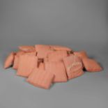 ATTRIBUTED TO ELLENVALE INTERIORS TIA RUST HERRINGBONE CUSHIONS, A COLLECTION OF 30