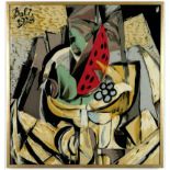 AFTER SALVADOR DALI STILL LIFE WITH FRUITS ON SILK