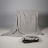 CURTAINS, A PAIR, BLACK AND CREAM (2)