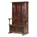 GEORGE II OAK BOX SETTLE
