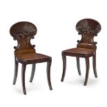PAIR OF REGENCY MAHOGANY HALL CHAIRS, ATTRIBUTED TO GILLOWS