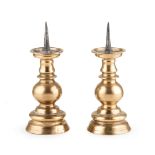 PAIR OF SMALL FLEMISH PRICKET CANDLESTICKS