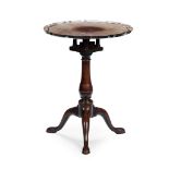 GEORGE III MAHOGANY SMALL PIECRUST BIRDCAGE TEA TABLE