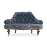 VICTORIAN SMALL WALNUT UPHOLSTERED SETTEE