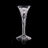A RARE JACOBITE PLAIN STEM GLASS WITH PRINCE OF WALES FEATHERS