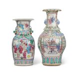 [PRIVATE SCOTTISH COLLECTION, DUNDEE] TWO CHINESE FAMILLE ROSE 'FIGURAL' VASES