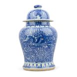 [PRIVATE SCOTTISH COLLECTION, DUNDEE] CHINESE BLUE AND WHITE 'PHOENIX' JAR WITH COVER