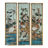 [PRIVATE SCOTTISH COLLECTION, DUNDEE] SET OF THREE CHINESE REVERSE GLASS PAINTED PANELS