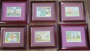 A collection of six limited edition lithographs by Claude Fossoux. Includes feeding the swans.