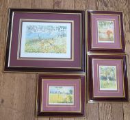 A collection of four limited edition lithographs by Claude Fossoux. Framed and glazed the largest 53