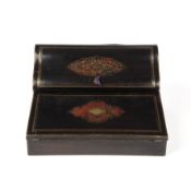 A 19th century ebonised boulle work writing slope with a rosewood interior 33cm wide 27cm deep