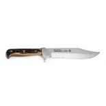 A Puma bowie knife with a horn grip and a 20cm blade numbered 6376 with leather sheath and