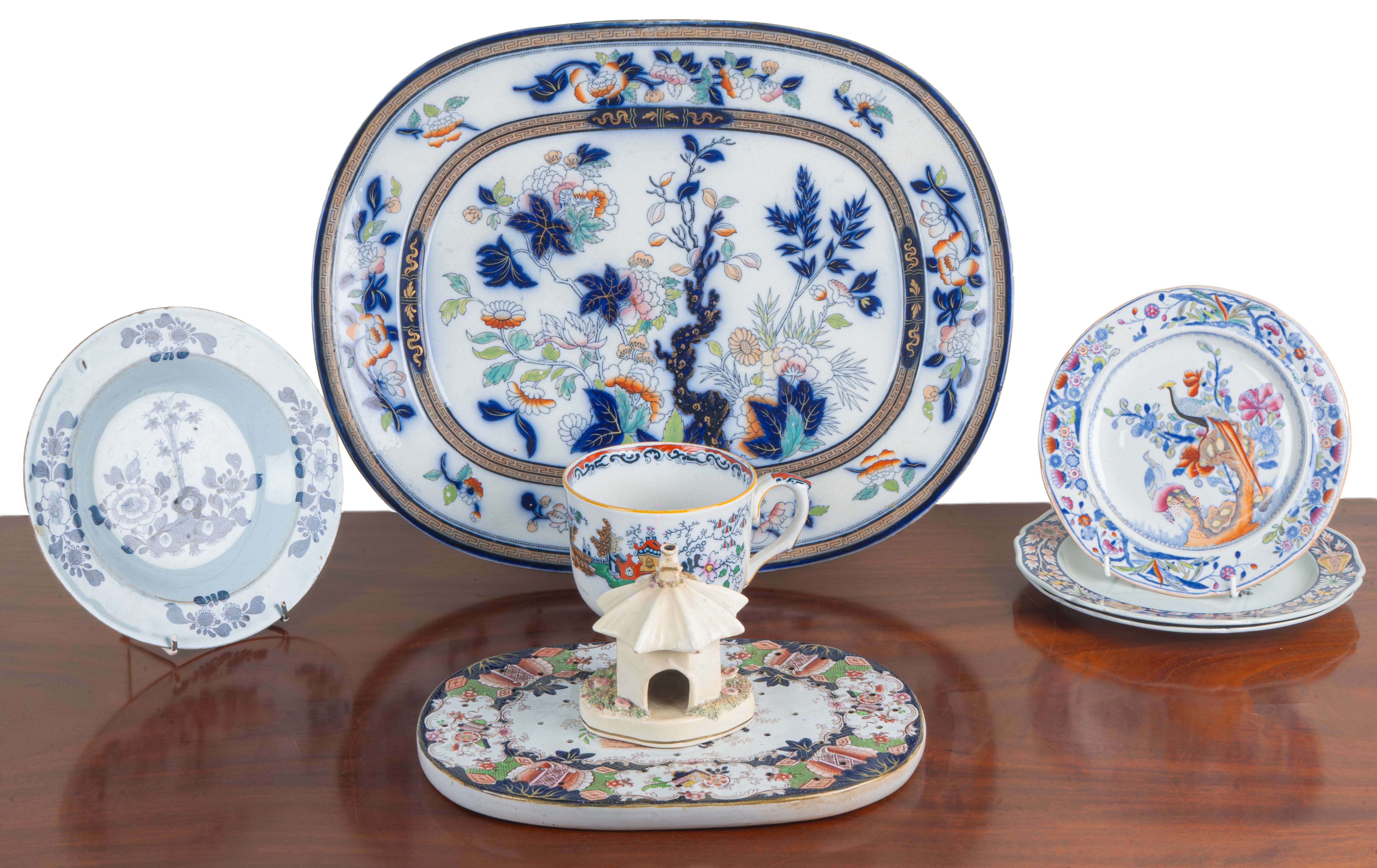 A Liverpool Delftware bowl, together with further ceramics The blue and ...