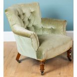 An early to mid 19th century button back upholstered armchair by Gillow