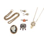 An early 20th century Austro-Hungarian enamel and gem set pendant, the pierced panel with vari-