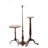 A Regency rosewood pole screen (screen lacking), 150cm high together with a Georgian style torchere,