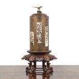 Shibayama and metal vase Japanese, Meiji period having five panels of mother-of-pearl and ivory
