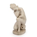 18th century Flemish or Italian school. Crouching Venus, white marble 26cm wide 51cm high From the