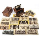 A Victorian walnut Stereoscope by Murray and Heath 43 Piccadilly London. Together with a walnut