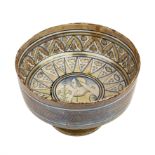 A 19th century Italian Florentine Cantagalli Majolica footed bowl with lustre glaze 25cm diameter