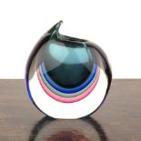 Luigi Onesto (b.1935) for Vetreria Artistica Oball, Murano Vase sommerso glass light sea blue,