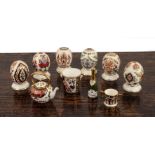 Royal Crown Derby Collection of Paperweights and Novelties comprising: six egg paperweights on