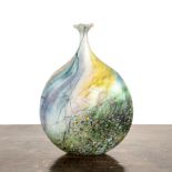 Peter Layton (b.1937) at London Glassblowing Bottle Vase studio glass, landscape series signed to
