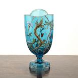 Attributed to Moser (Bohemian Glass) Vase blue enamelled glass with modelled lizard unsigned and