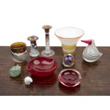 Collection of Studio Glass Ten Various Pieces including: a possibly Murano glass bullicante dish,