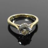 An 18 carat gold solitaire diamond ring, approximately 1.0 carats, 3.2g, size J
