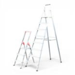 An aluminium step ladder, 240cm high, together with another smaller (2l)