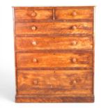 A large Victorian maple chest of drawers, on a plinth base 114w x 55d x 135h cm