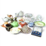 A collection of novelty teapots, to include Art Deco style, a Laura Ashley Hazelbury part tea set