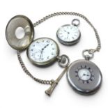 A 19th century continental silver cased ladies open faced pocket watch, with engraved decoration,