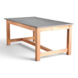 A Heal's cardoso stone and light oak dining table, of rectangular shape, on square legs 180w x