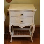 A pair of modern white painted two drawer bedside tables, 50cm wide x 40cm deep x 70cm high
