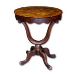 A 19th Century walnut veneered work table, approx. 67cm high