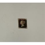 A Penny Black One Penny Stamp, C & H to corners, red Maltese cross.,