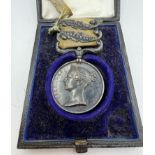 Crimea boxed medal with Sebastopol and Inkermann bars, edge engraved Josh Stanley
