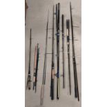 A Grey's modern fishing rod and other similar wooden rods.