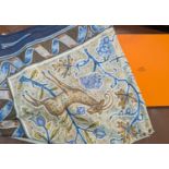 Hermes silk scarf 'Pavement Mosaic' designed by Maurice Trenchant, mosaic pattern with animals,