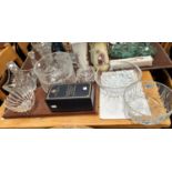 A lead crystal fruit bowl (possibly Whitefriars) and other crystal glassware inc. boxed Queen Mother