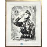 SHEPARD FAIREY (b. 1970) "Learn to Obey", "Peace Guard" silk screen print, stencil series, signed in
