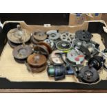 A box of fishing reels