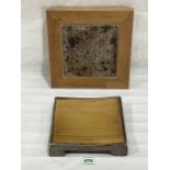 Sarah Walton (b1945) Galerie Besson, etched salt glazed tile pots stand in oak frame 21cm across,