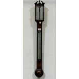 A 19th century mahogany stick barometer by Cary, London with silvered register and thermometer. 39in