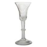 JACOBITE WINE GLASS, MID 18TH CENTURY