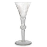 JACOBITE WINE GLASS, MID 18TH CENTURY